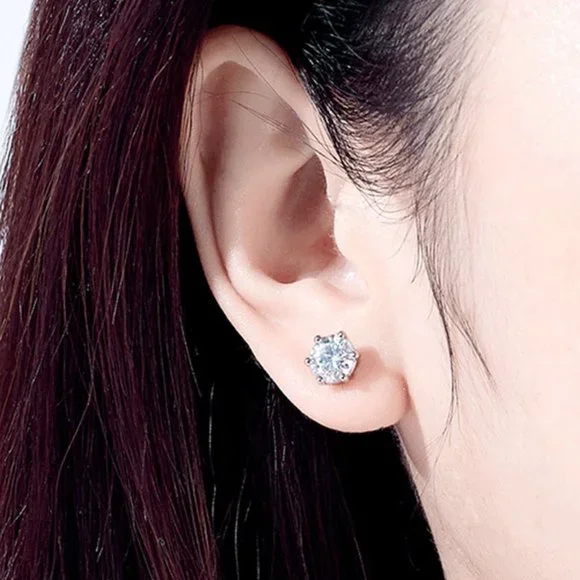 Certified 4ct. t.w. Moissanite Diamond Round Stud Earrings NEW - Picture 7 of 14